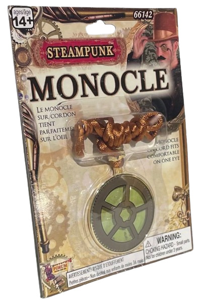 STEAMPUNK MONOCLE On Cord Brown Plastic One Eye Costume Eyewear Punk Futuristic - Fresh Stock Dated February 2026