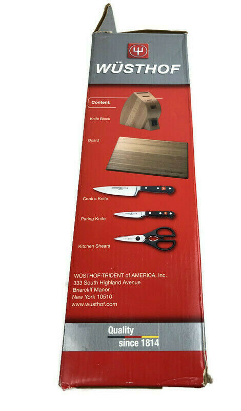 Wusthof The Starter Cook's Knife, Pairing, Shears Cutting Board Block Set 7050 - Fresh Stock Dated December 2025