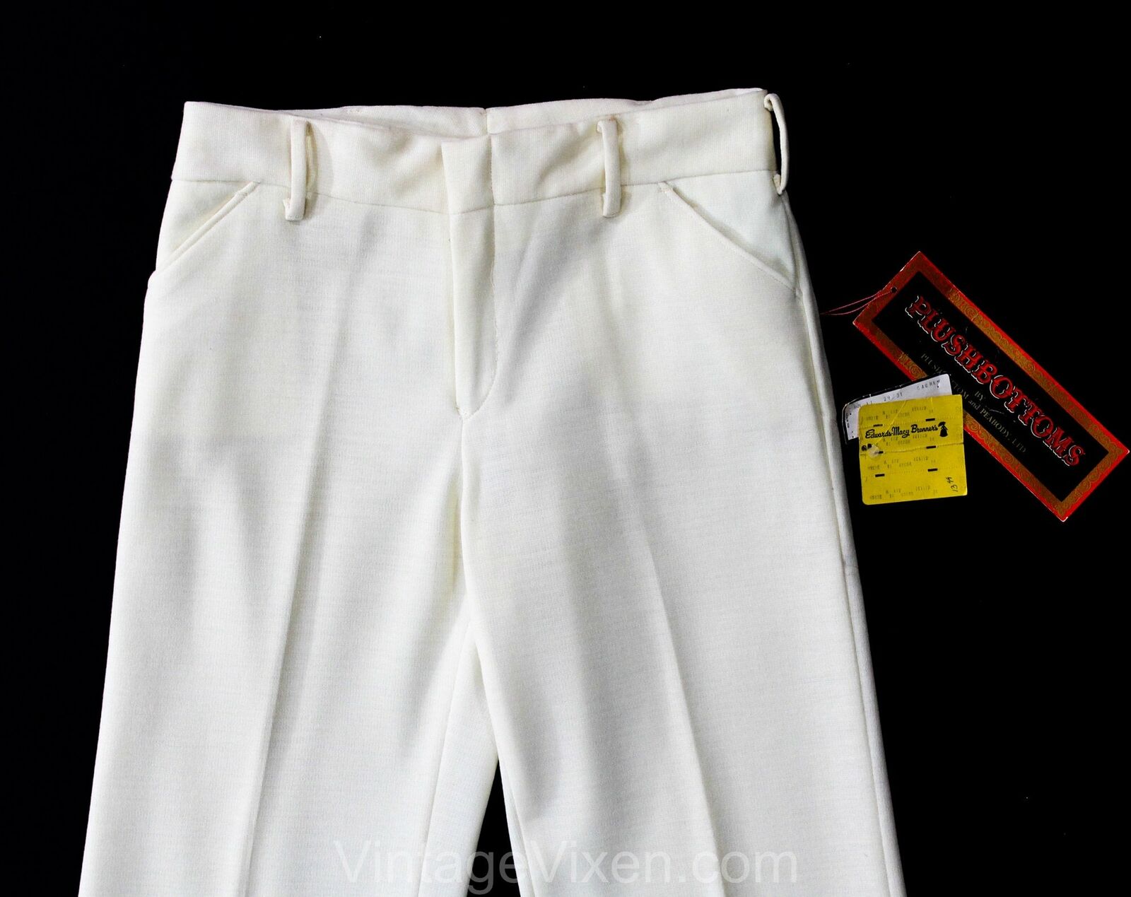 Size 10 Cream Wool Tailored Pant - 60s 70s Offwhite Knit Plushbottom & Peabody - Fresh Stock Dated March 2026