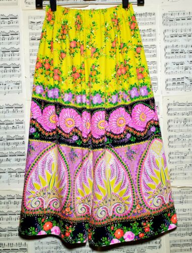 Vintage 1960s Handmade Neon Psychedelic Floral Skirt - Fresh Stock Dated February 2026