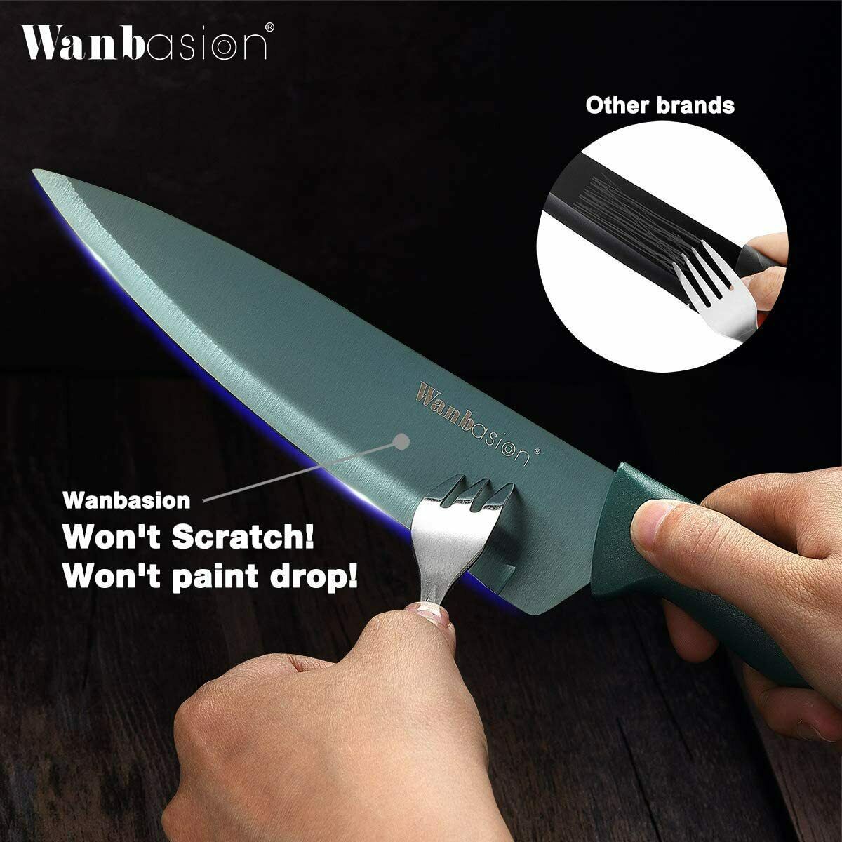 16 pcs Kitchen Knife Set Wanbasion Dishwasher Safe Stainless Steel Acryl Block - Fresh Stock Dated January 2026