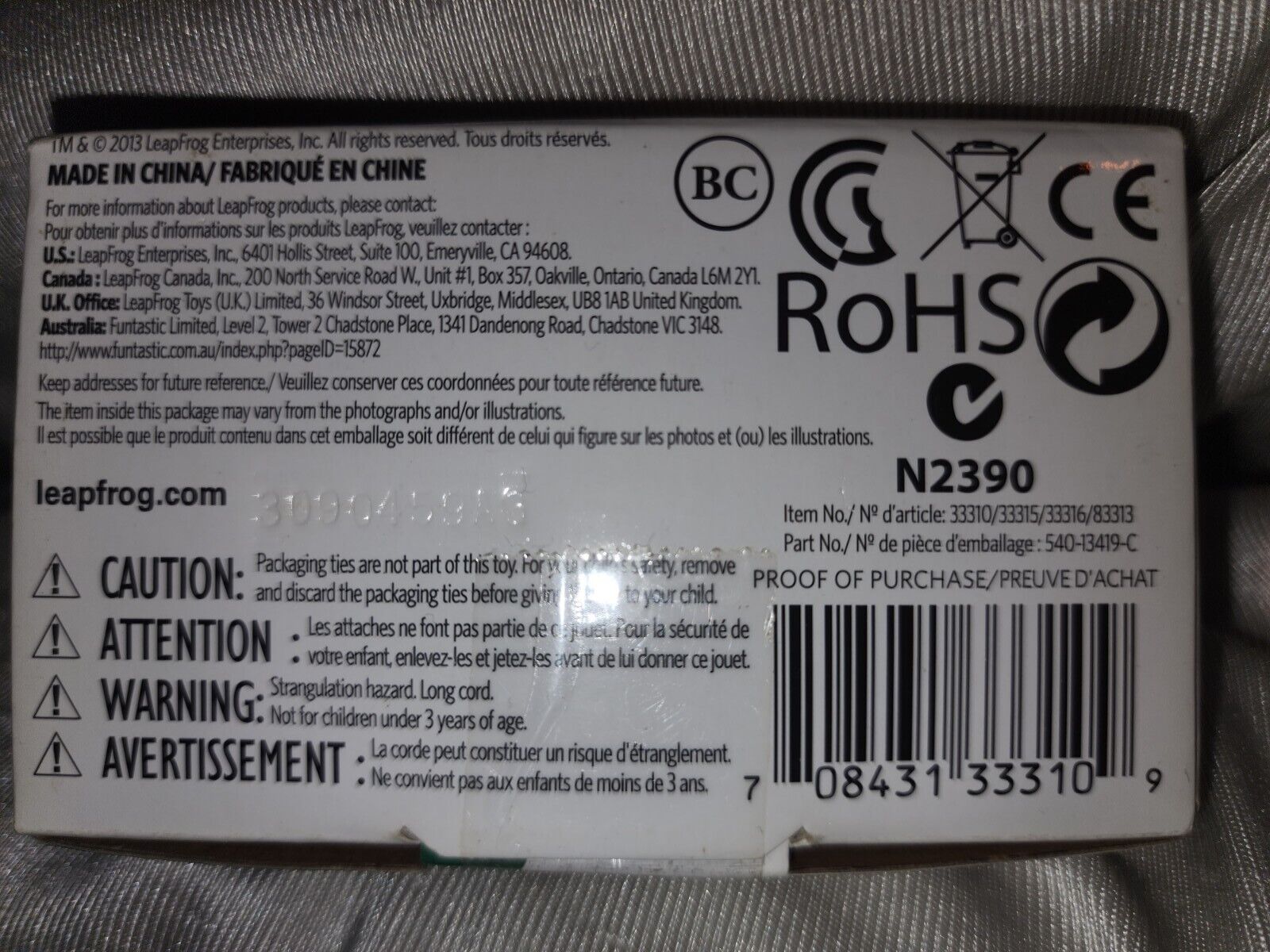 Leap Frog AC Adapter #N2390  for LeapPad Ultra  LeapReader NIB - Fresh Stock Dated February 2026