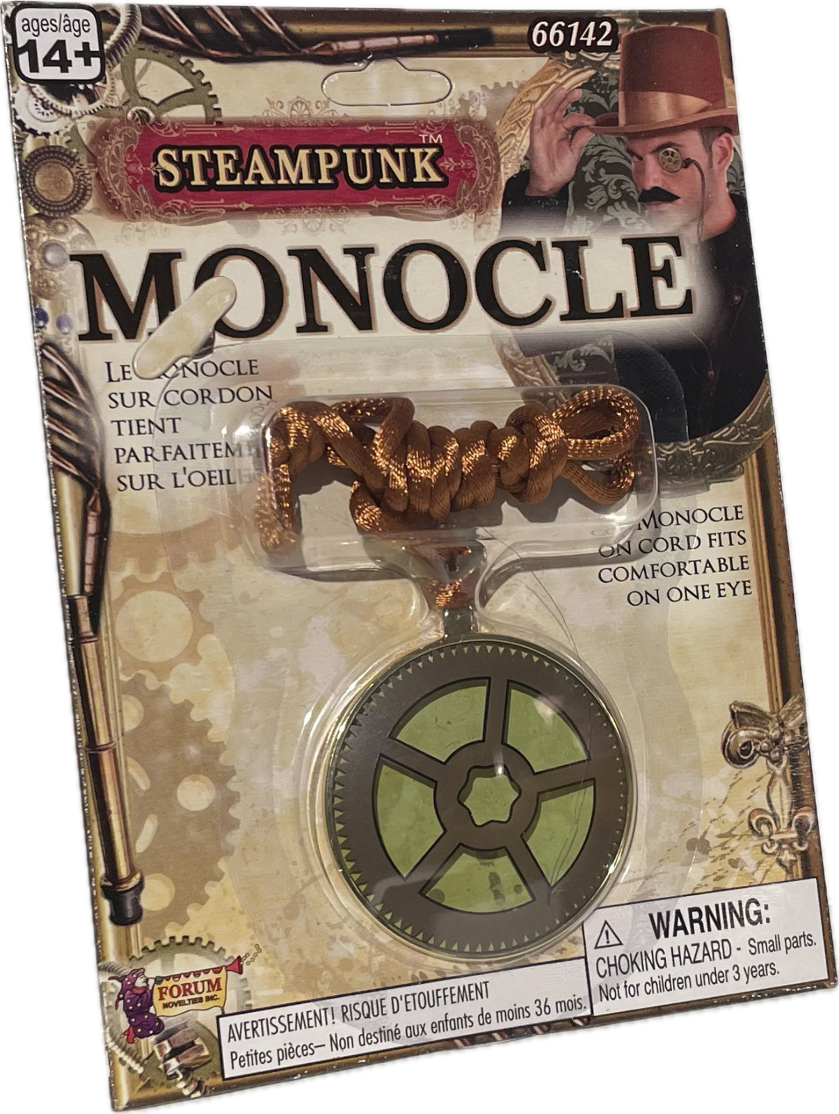 STEAMPUNK MONOCLE On Cord Brown Plastic One Eye Costume Eyewear Punk Futuristic - Fresh Stock Dated February 2026