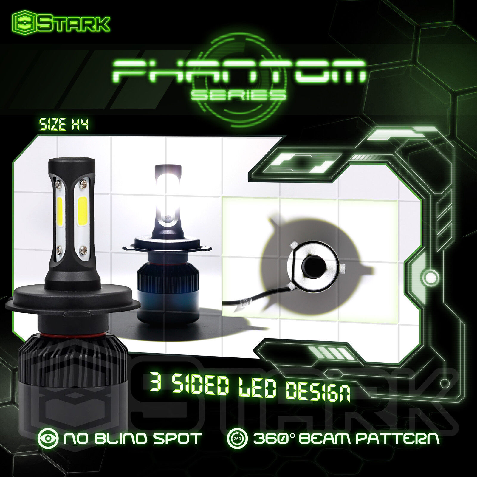 2x 36W 4000LM US BridgeLux Motorcycle Headlight Hi Lo Kit 6000K Bulb H4 9003 (B) - Fresh Stock Dated March 2026