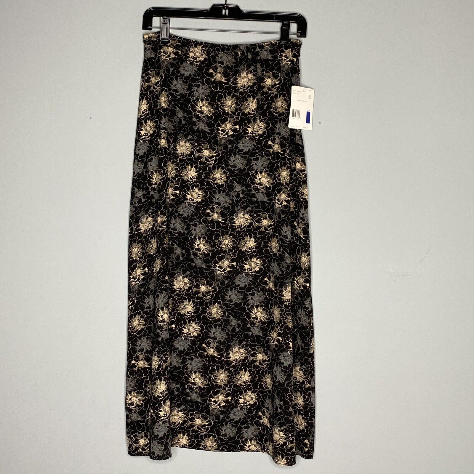 Vtg NWT Liz Claiborne LIZSPORT Modern Reflection Maxi Skirt Size 6 Black Tan  - Fresh Stock Dated March 2026