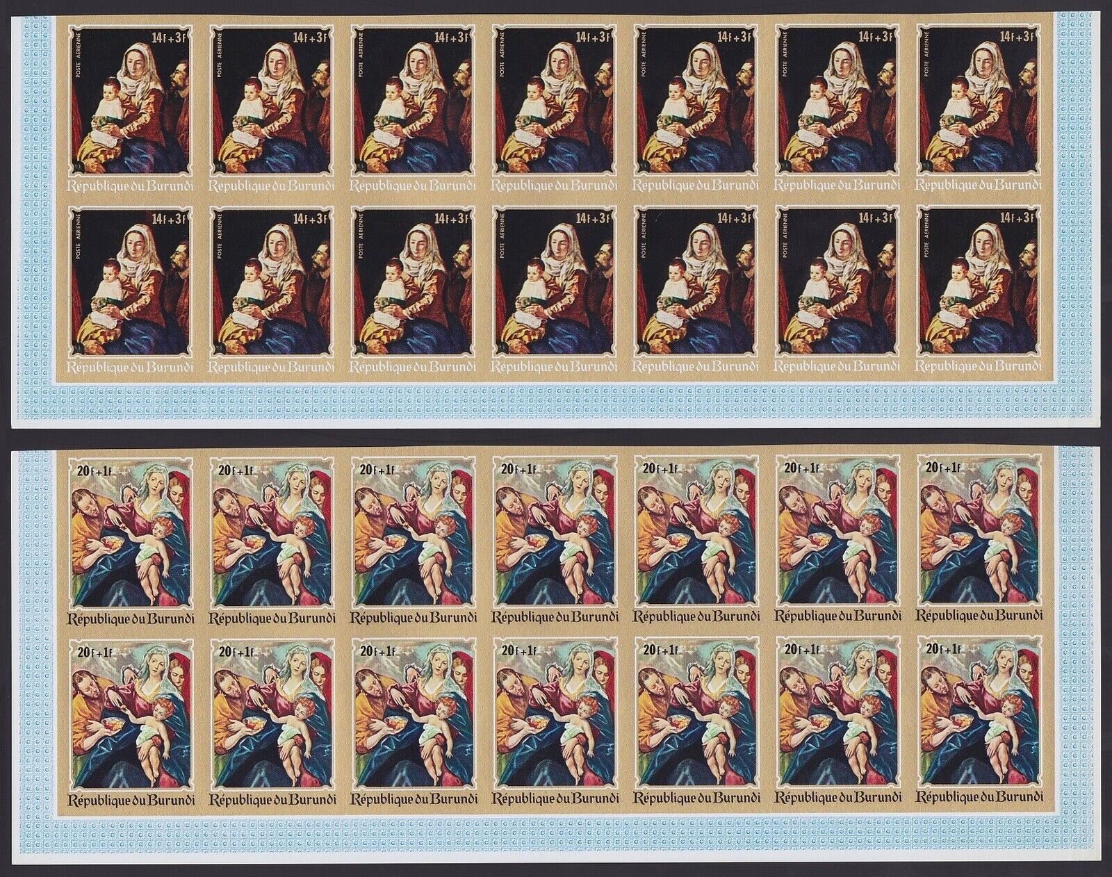 Burundi 1970 IMPERFORATE part of sheets DURER PAINTING stamp set x14 MNH...A5667 - Fresh Stock Dated December 2025