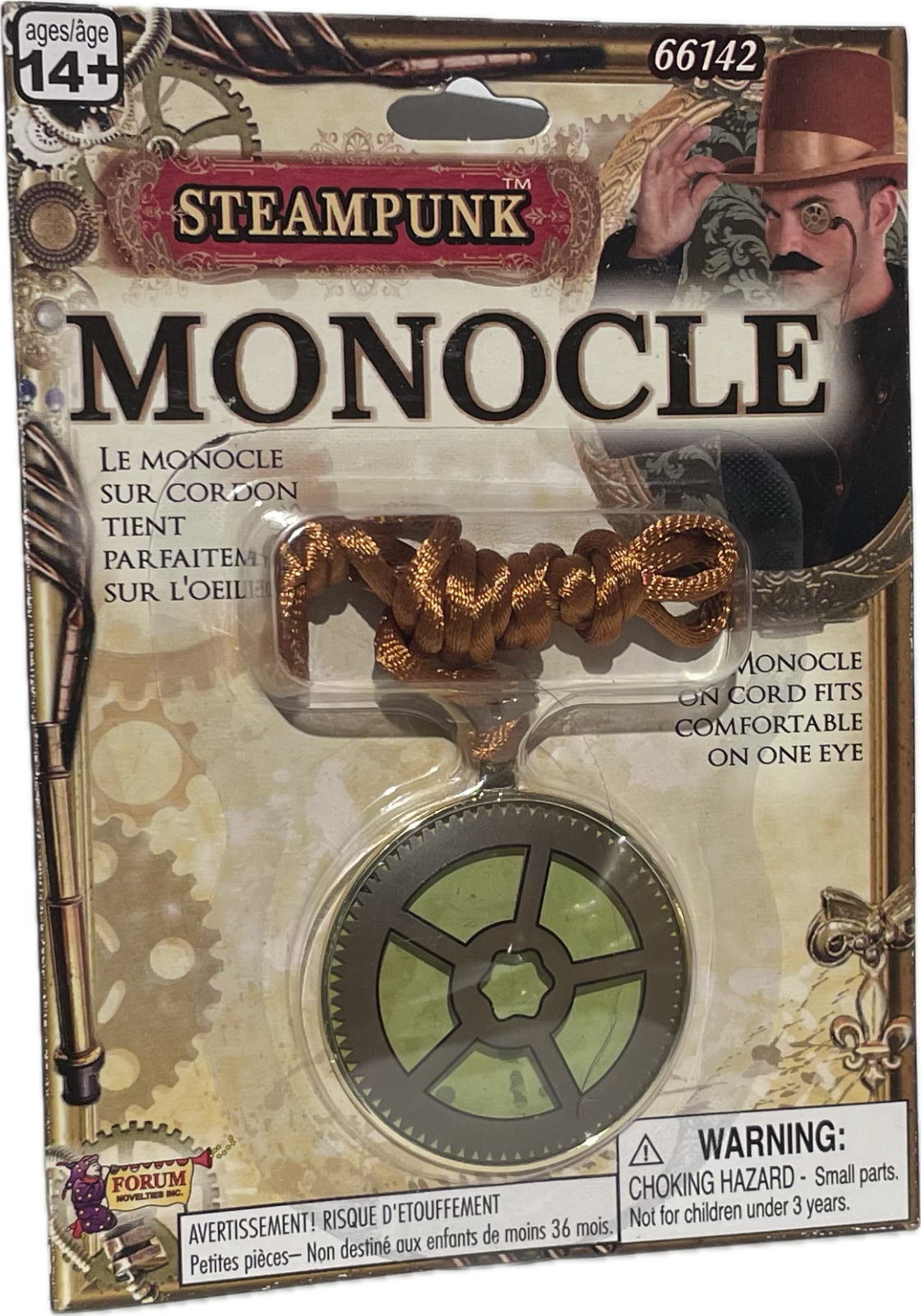 STEAMPUNK MONOCLE On Cord Brown Plastic One Eye Costume Eyewear Punk Futuristic - Fresh Stock Dated February 2026