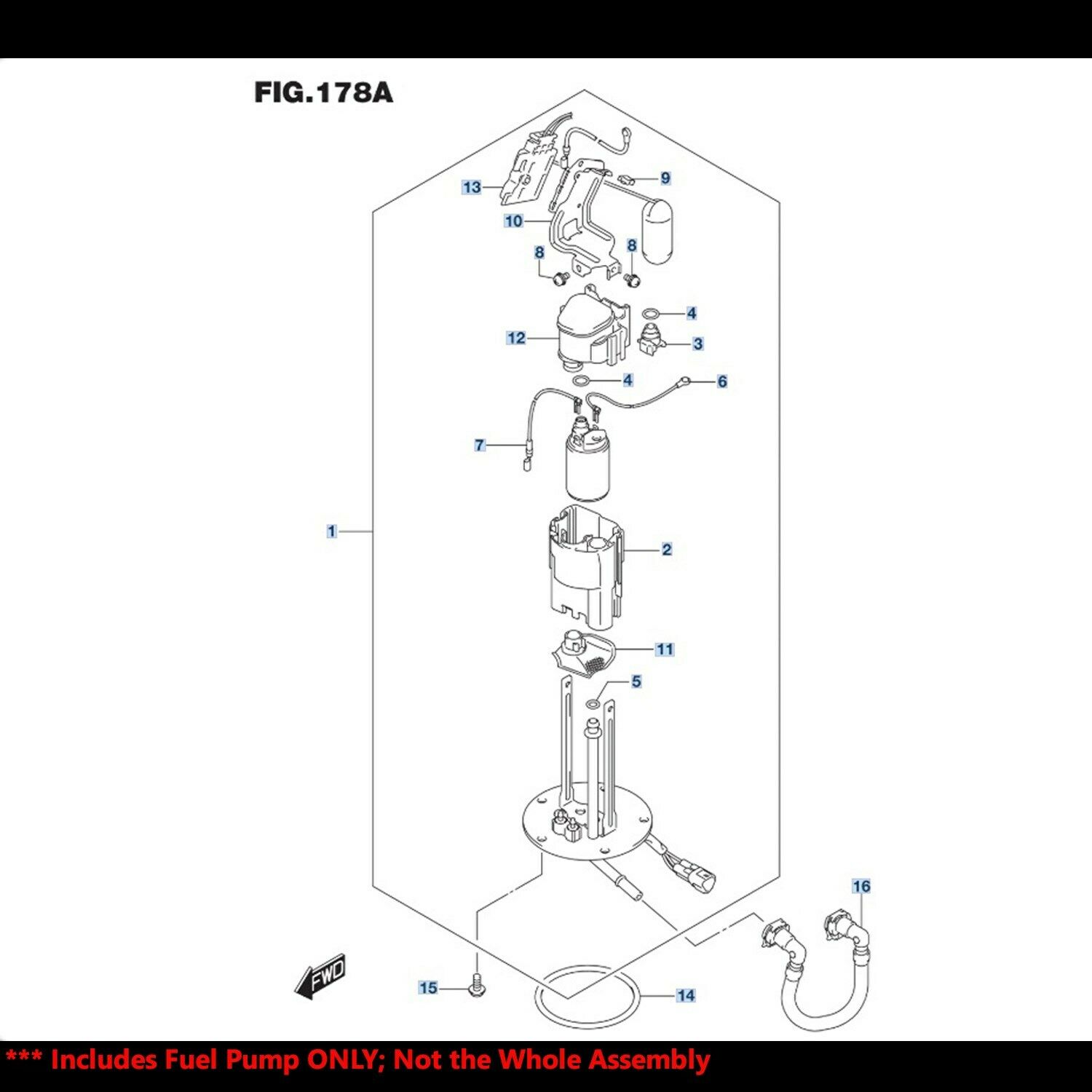 OE Replacement EFI Fuel Pump+Filter/Strainer 07-19 GSXR/GSXS/GSX/GW/V-Strom/Busa - Fresh Stock Dated February 2026
