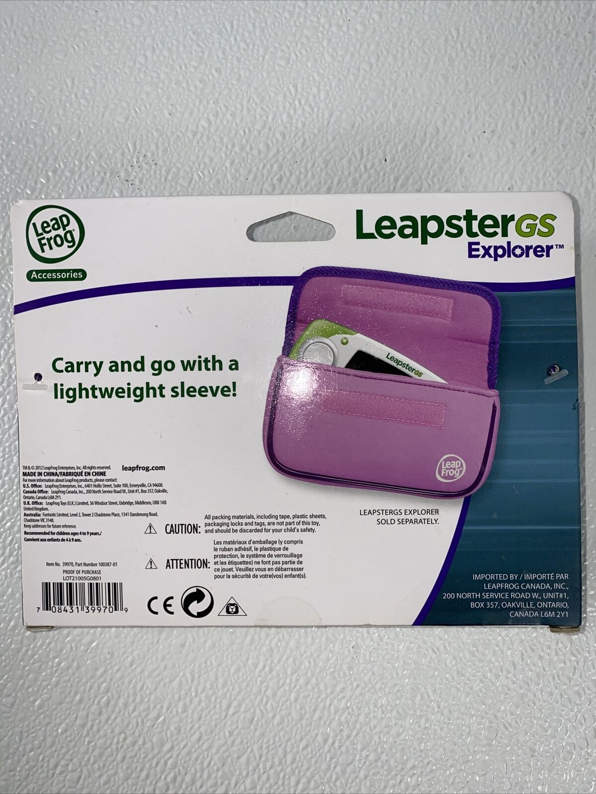 Leap Frog Leapster GS Explorer Neoprene Sleeve Pink 7.75 in X 4.50 in - Fresh Stock Dated February 2026