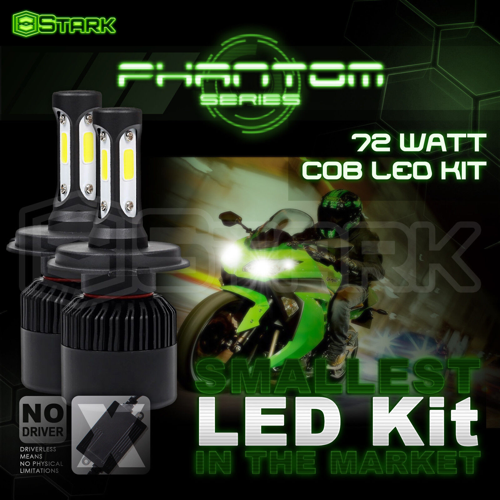 2x 36W 4000LM US BridgeLux Motorcycle Headlight Hi Lo Kit 6000K Bulb H4 9003 (B) - Fresh Stock Dated March 2026