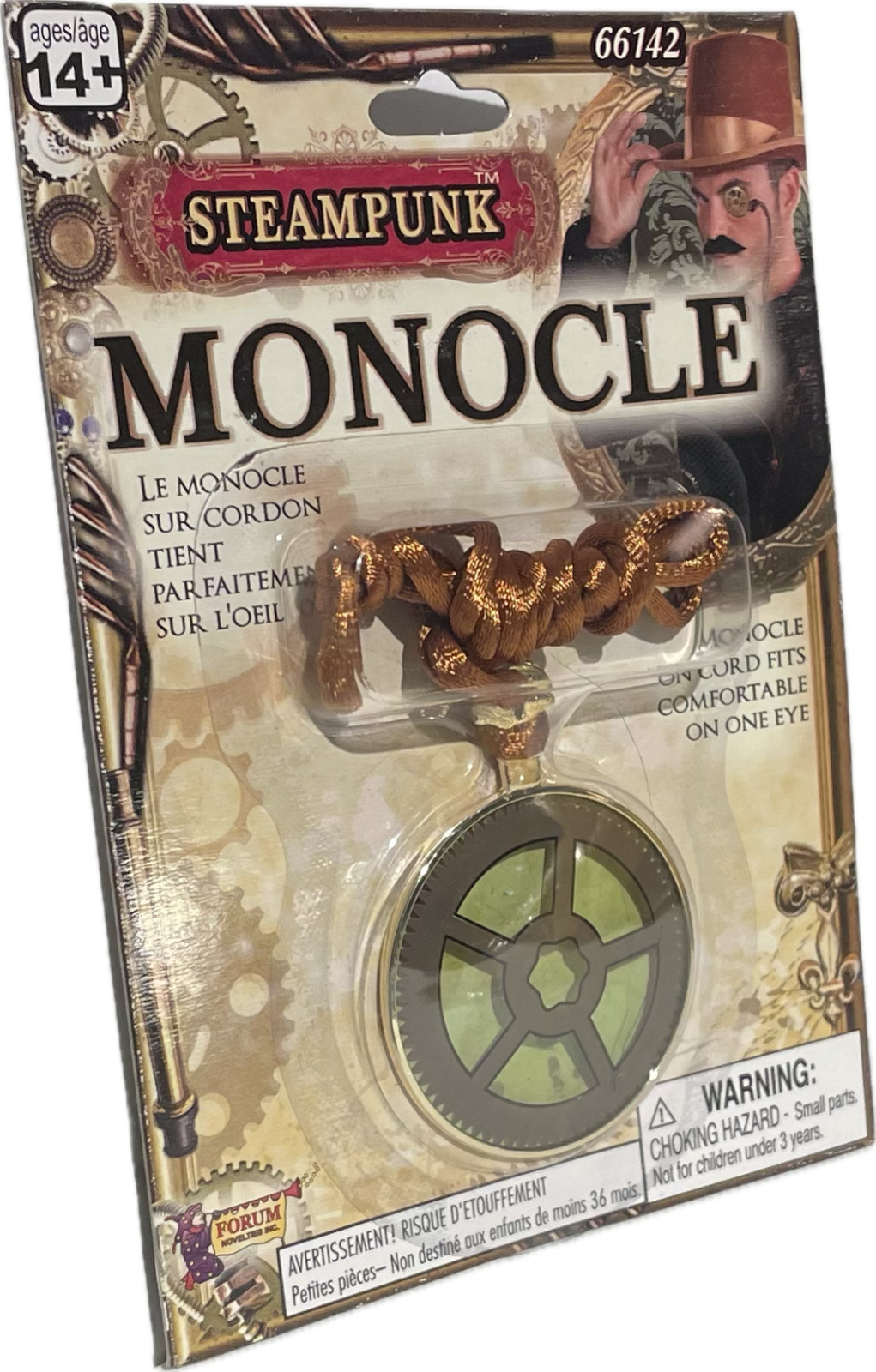 STEAMPUNK MONOCLE On Cord Brown Plastic One Eye Costume Eyewear Punk Futuristic - Fresh Stock Dated February 2026