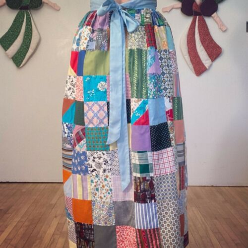 Vintage PATCHWORK HOMESPUN SKIRT 1960s 1970s Quilte Hippie Prairie Dress Boho - Fresh Stock Dated February 2026