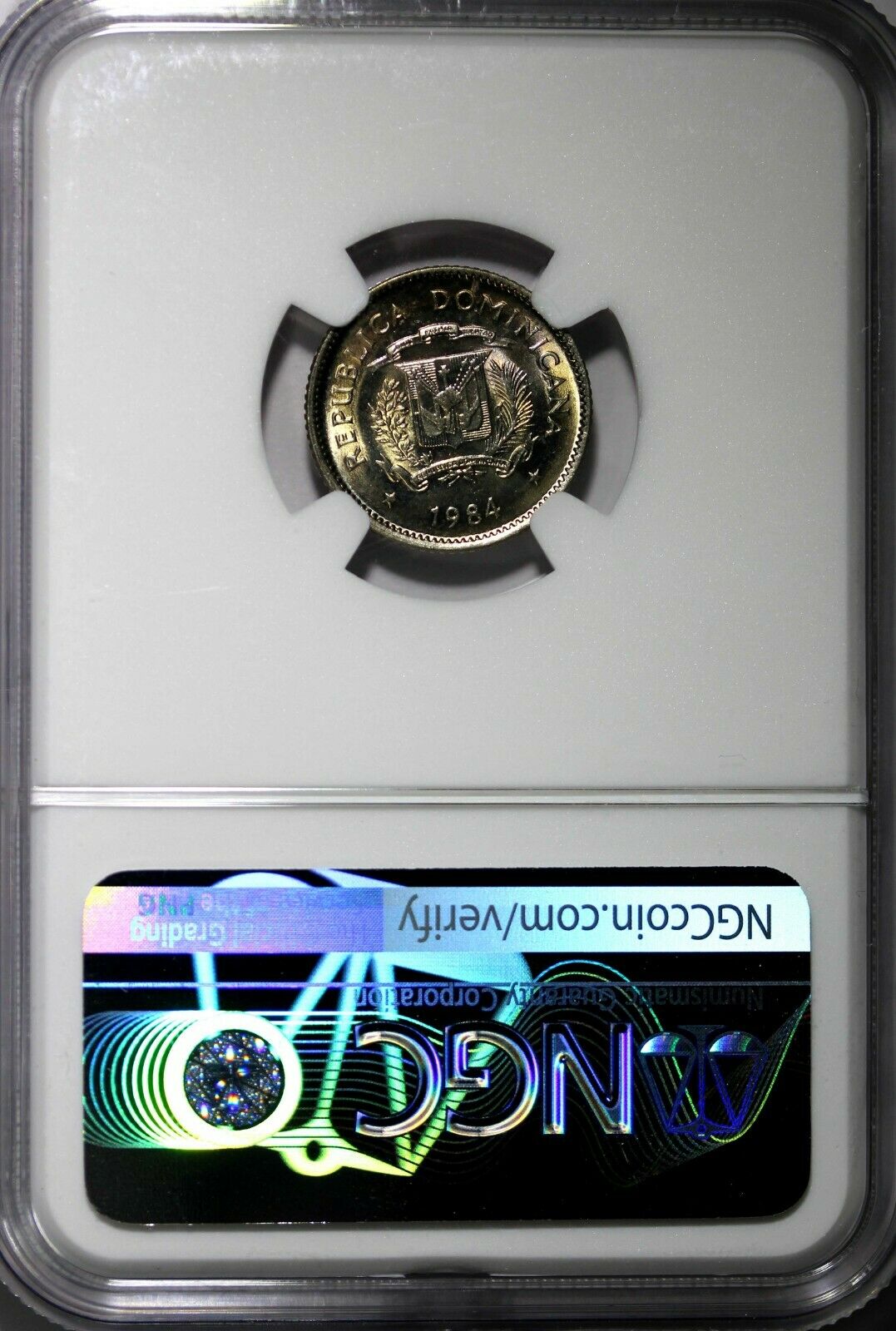 DOMINICAN REPUBLIC 1984 MO 10 Centavos NGC MS64 Juan Pablo Duarte KM# 60 - Fresh Stock Dated February 2026