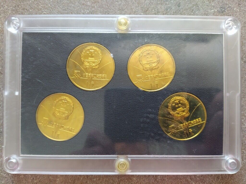 China RARE 1980 Lake Placid XIII Olympic Winter Games 4 PC 1 YuanCoin Proof Set - Fresh Stock Dated February 2026