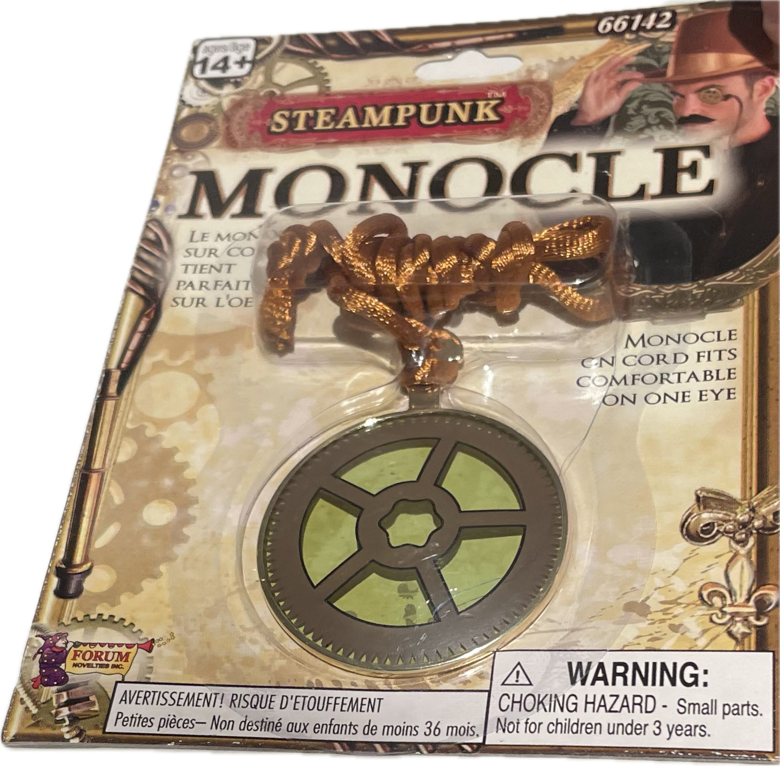 STEAMPUNK MONOCLE On Cord Brown Plastic One Eye Costume Eyewear Punk Futuristic - Fresh Stock Dated February 2026