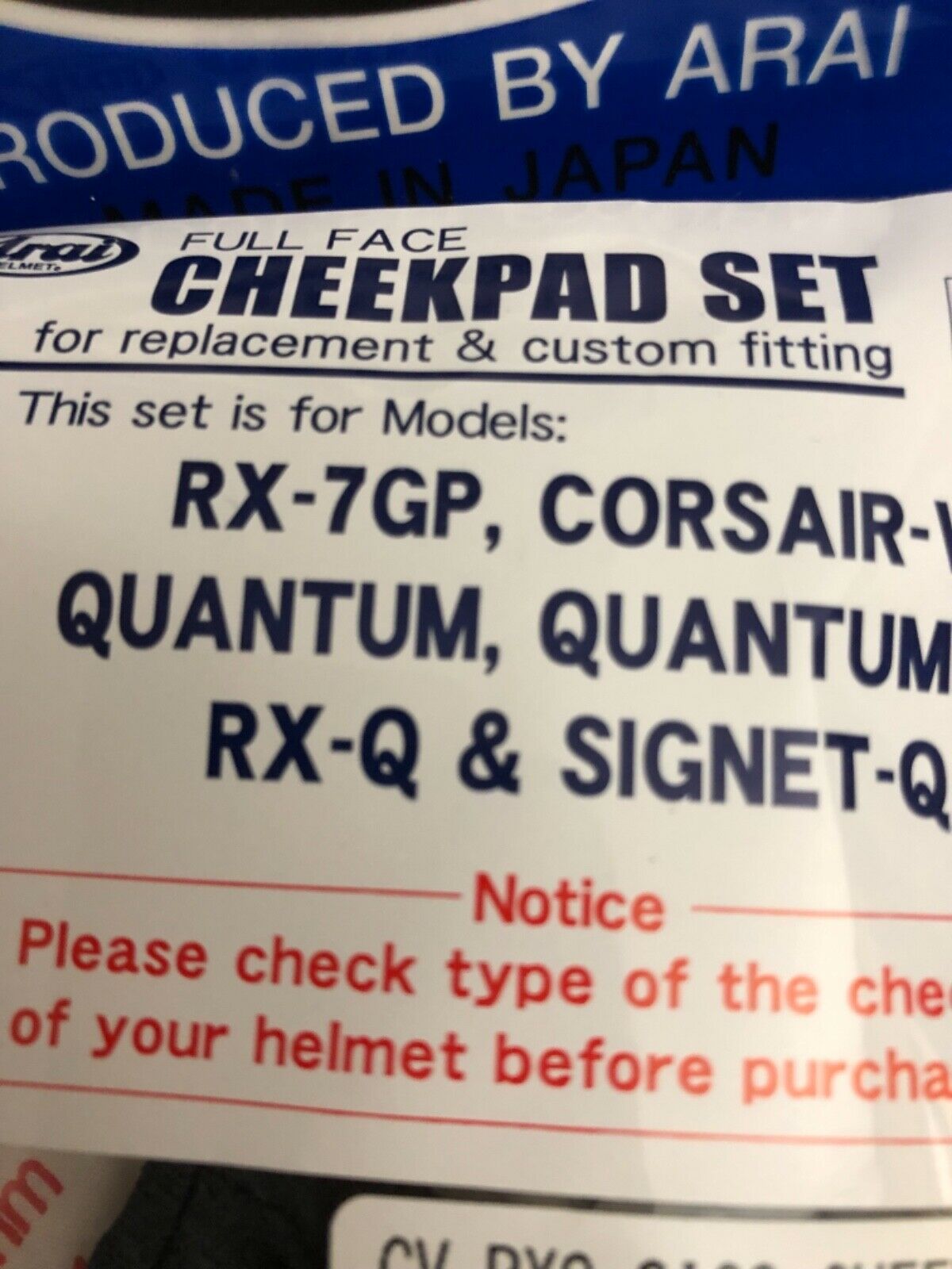 Arai Helmets Cheekpads Corsair-V, Quantum, Quantum-ST, Signet-Q 25mm - Fresh Stock Dated February 2026