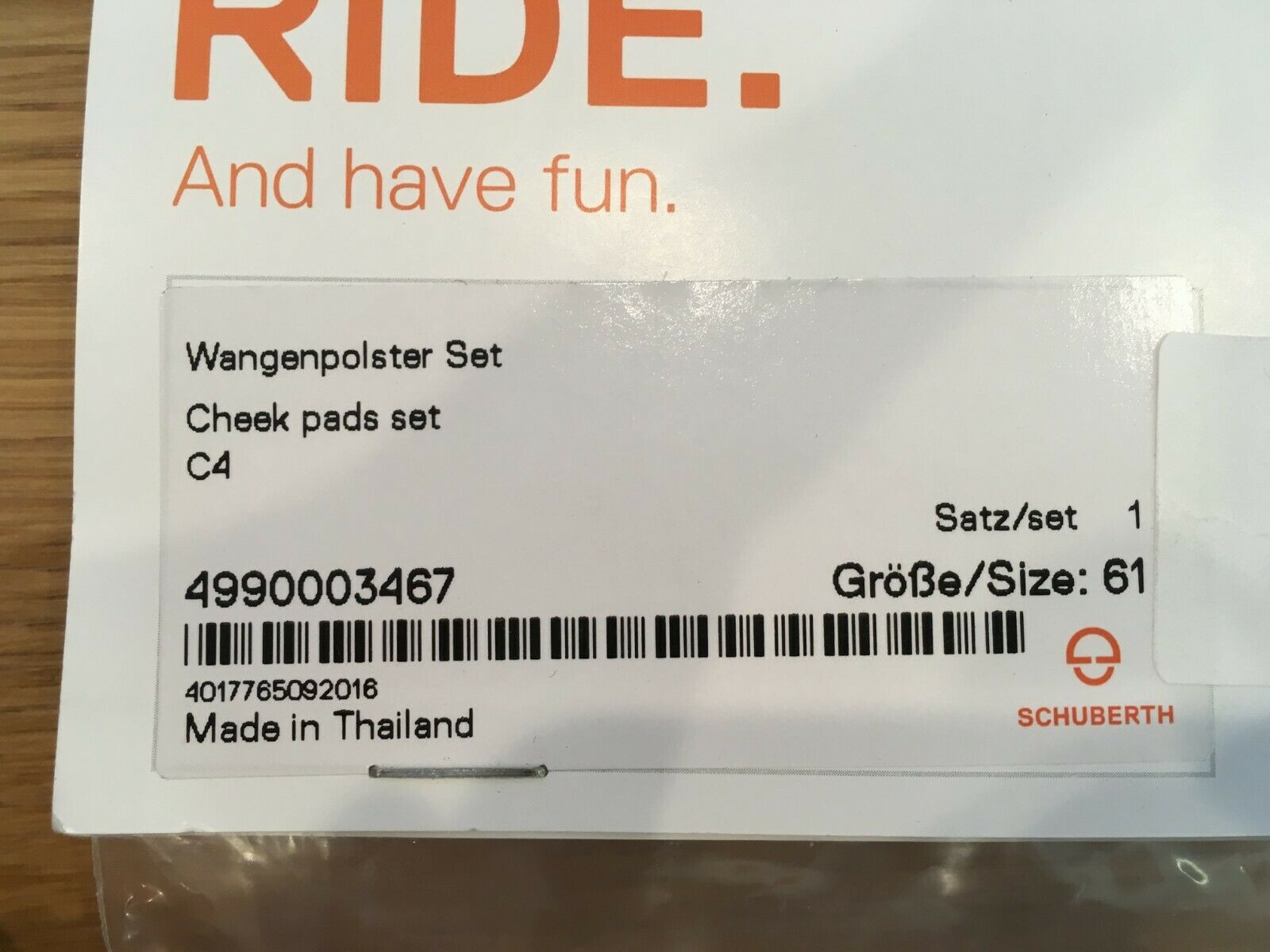 Schuberth Cheek Pads For C4 Helmets Size 61 XL 4990003467 - Fresh Stock Dated February 2026