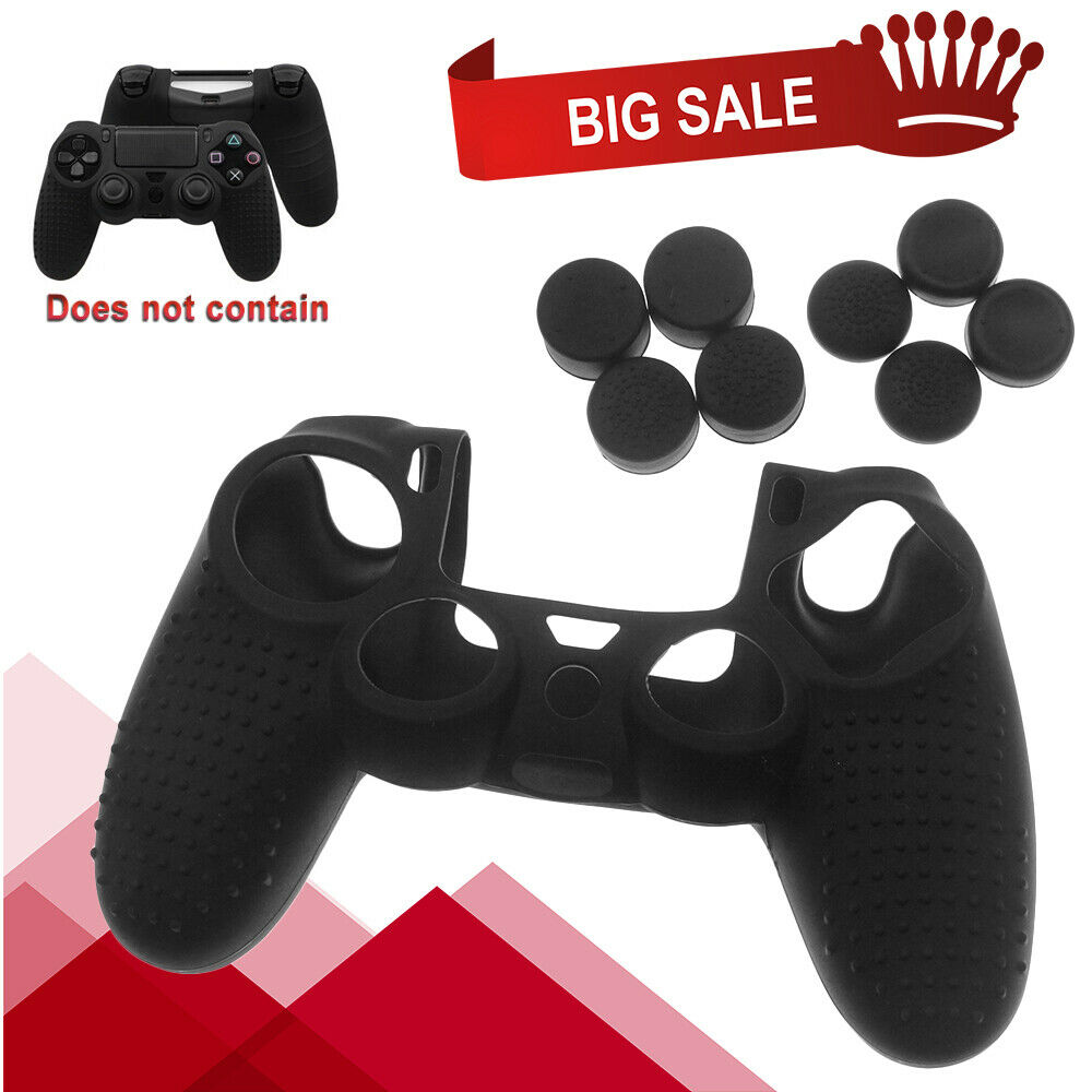 US Silicone Rubber Skin Case + Thumb Grips protector for PS4/Slim/Pro Controller - Fresh Stock Dated February 2026