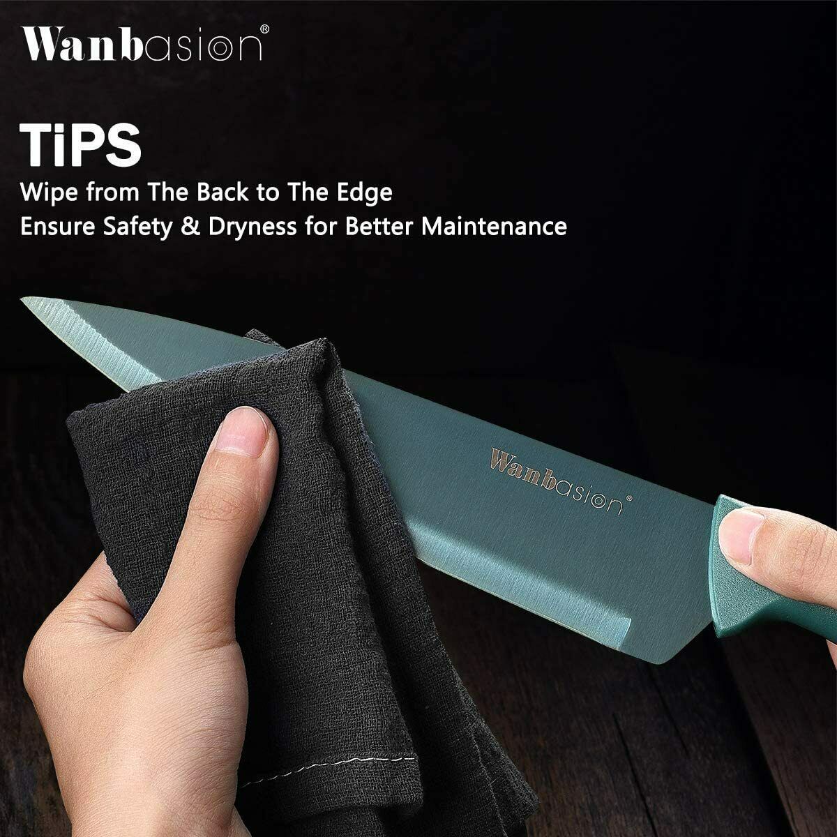 16 pcs Kitchen Knife Set Wanbasion Dishwasher Safe Stainless Steel Acryl Block - Fresh Stock Dated January 2026