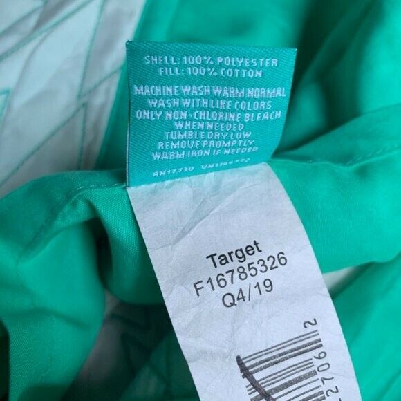 Pillowfort Mint Green Quilted Triangle Pillow Sham - Fresh Stock Dated December 2025