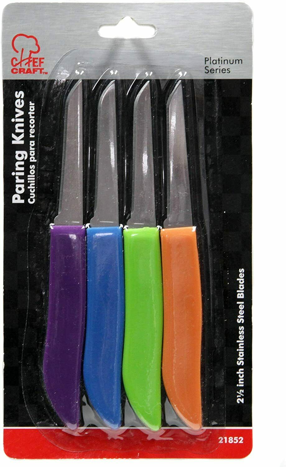 Chef Craft 2.5 Inch Blade Multi- Color Paring Knife Set Of 4 - Fresh Stock Dated December 2025