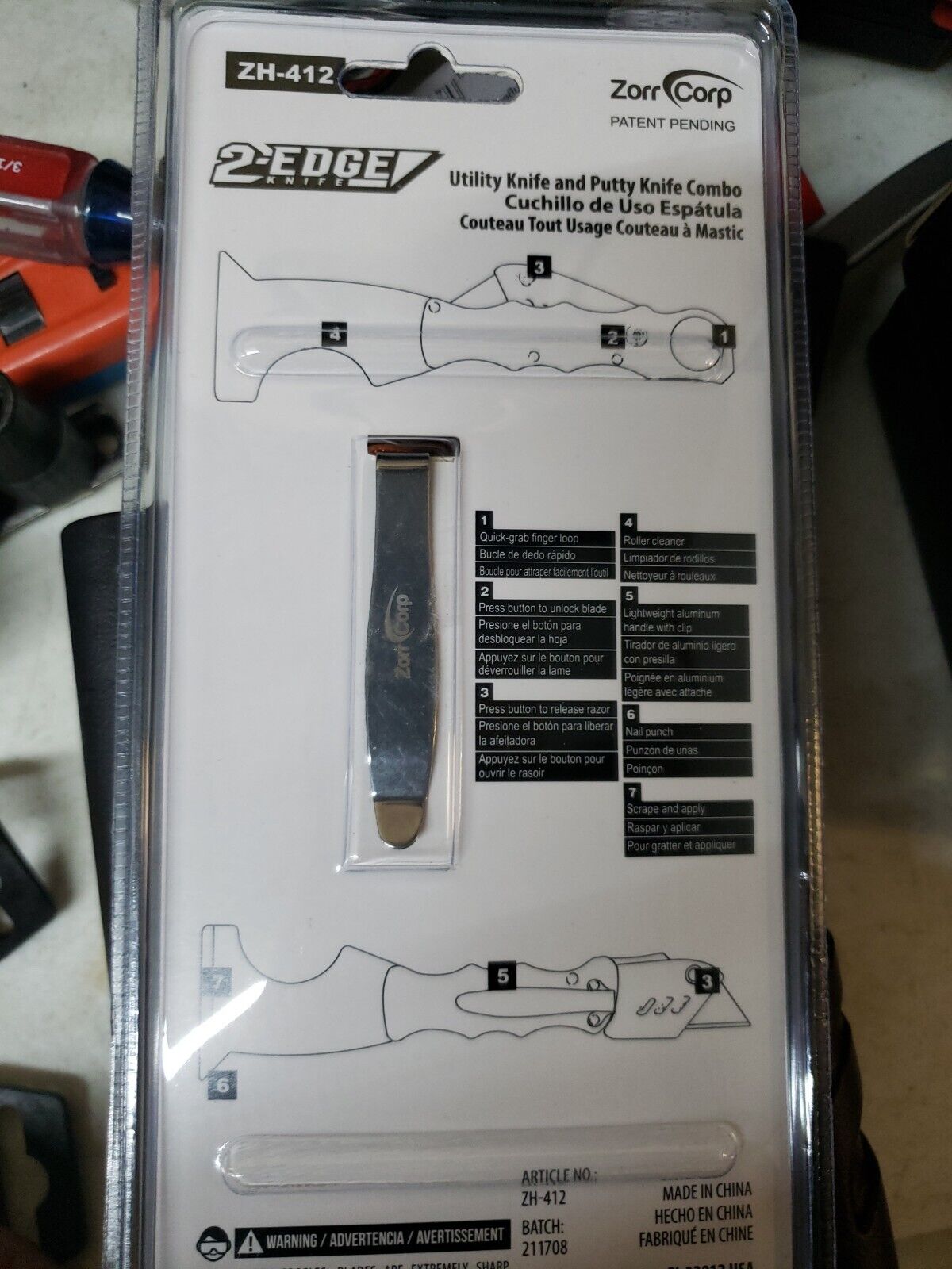 Zorr ZH-412 Putty Knife & Utility Knife Combo - Fresh Stock Dated February 2026