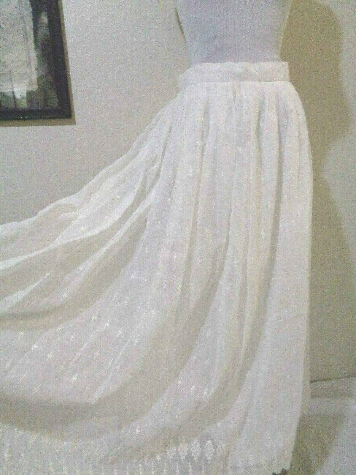 VINTAGE S.S.G. by CATHERINE LOVER WHITE EMBROIDERED COTTON BLEND FULL SKIRT NWT - Fresh Stock Dated December 2025