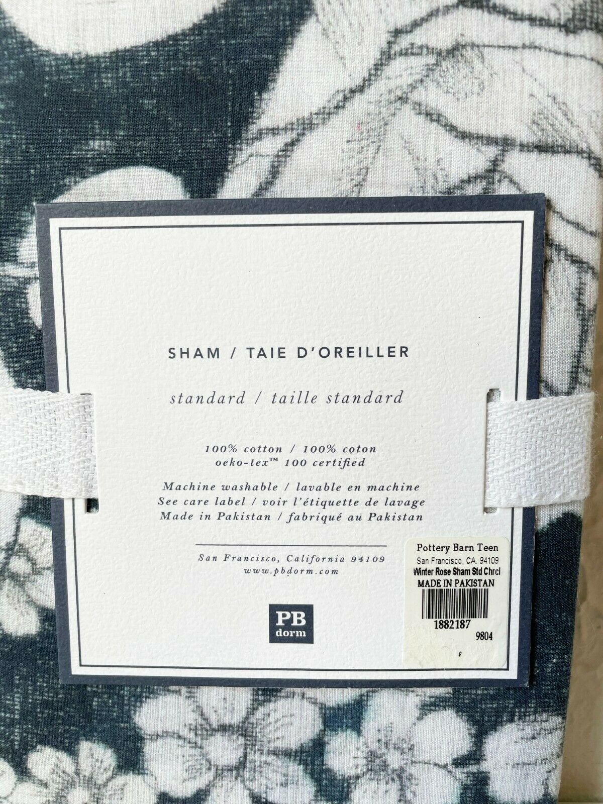 Pottery Barn Dorm Winter Rose Cotton Pillow Sham - Standard Size NEW - Fresh Stock Dated December 2025