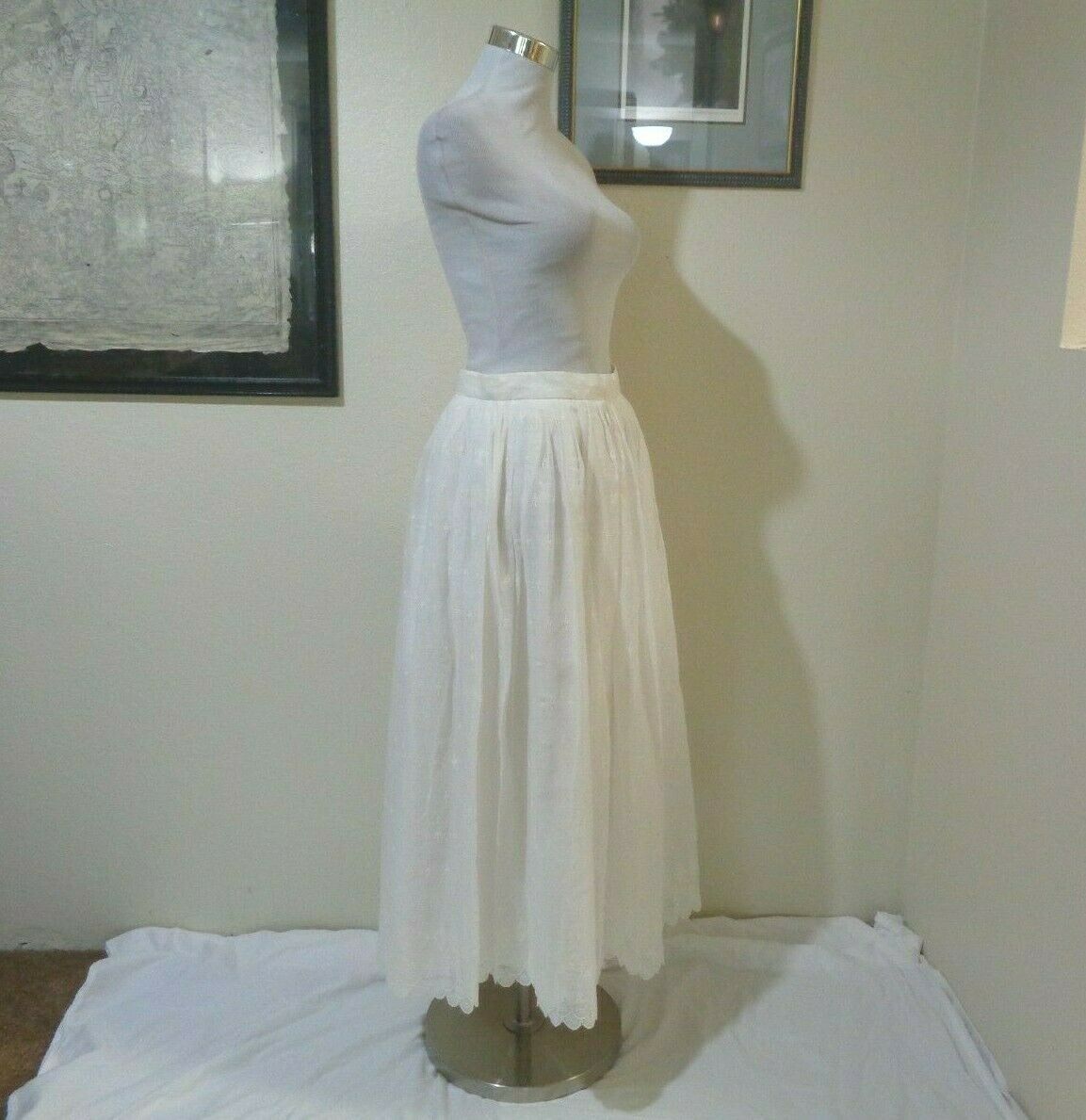 VINTAGE S.S.G. by CATHERINE LOVER WHITE EMBROIDERED COTTON BLEND FULL SKIRT NWT - Fresh Stock Dated December 2025