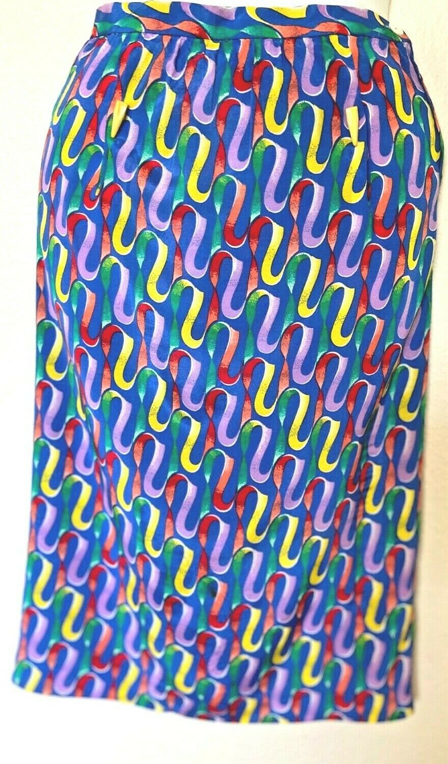 Vintage BIS Gene Ewing  ~  2 Piece Blouse & Skirt in Bright Abstract Print sz 38 - Fresh Stock Dated February 2026