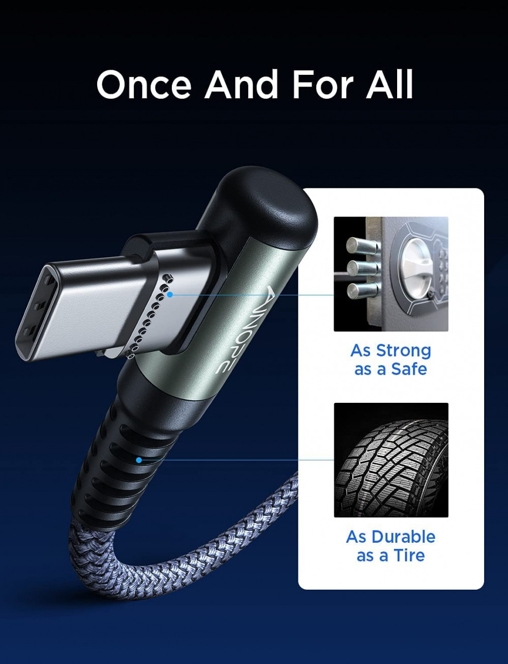 USB C Cable to C 60W 3.1A, [2-Pack 6.6ft] AINOPE Type C 6.6FT+6.6FT, Grey - Fresh Stock Dated February 2026