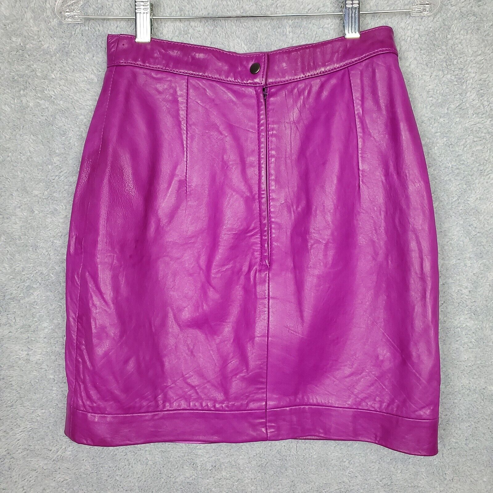 Vtg 80s Andrew Marc Women's Leather Mini Skirt Size Sm Pink Butter Soft Zip Up - Fresh Stock Dated March 2026