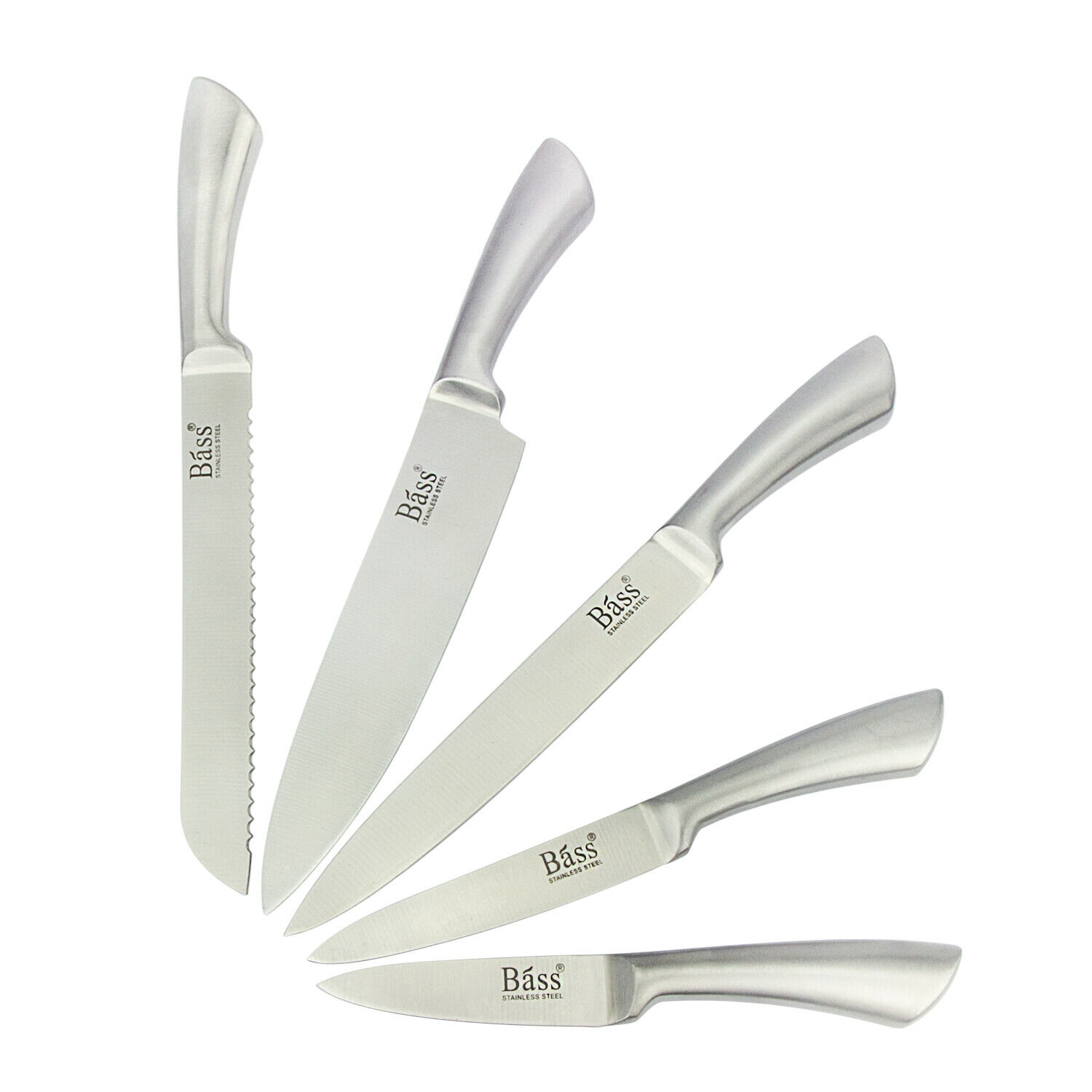 Evelyne 5 pcs Chef Cutlery Stainless Steel Kitchen Knife With Holding Block Set - Fresh Stock Dated December 2025