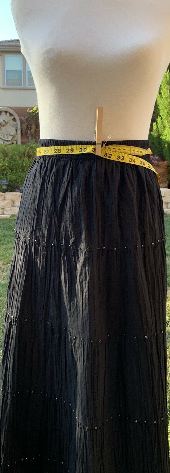 Black Vintage Gypsy Long Skirt Peasant Bohemian Maxi Pleated Size XL Notations - Fresh Stock Dated February 2026