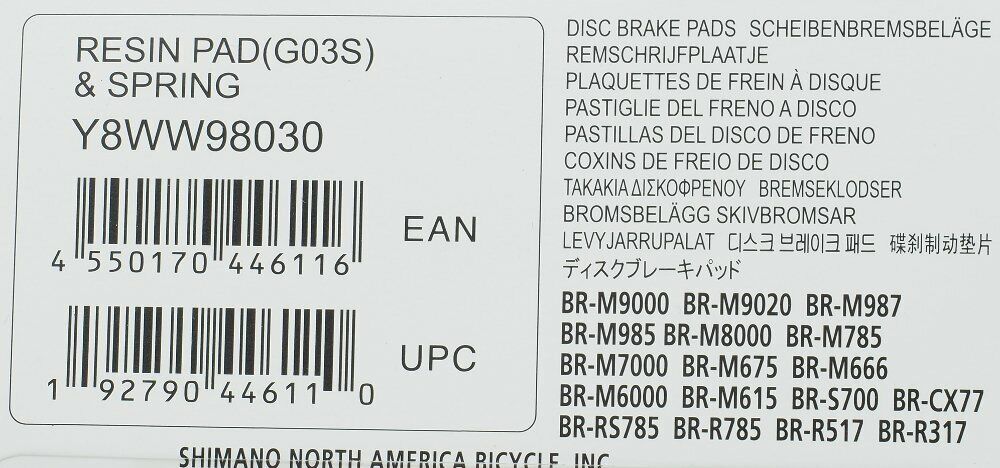 Shimano G03S Resin Brake Pad Upgraded from G02S for BR-M9020/M8100/M7100/R785 - Fresh Stock Dated February 2026