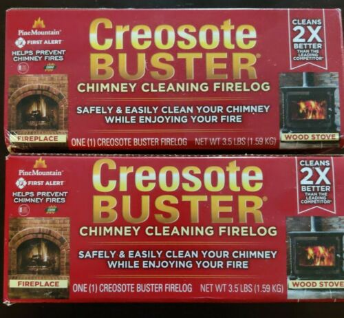 Pine Mountain First Alert Creosote Buster x 2 Cleaning Safety Fire Log NEW - Fresh Stock Dated February 2026