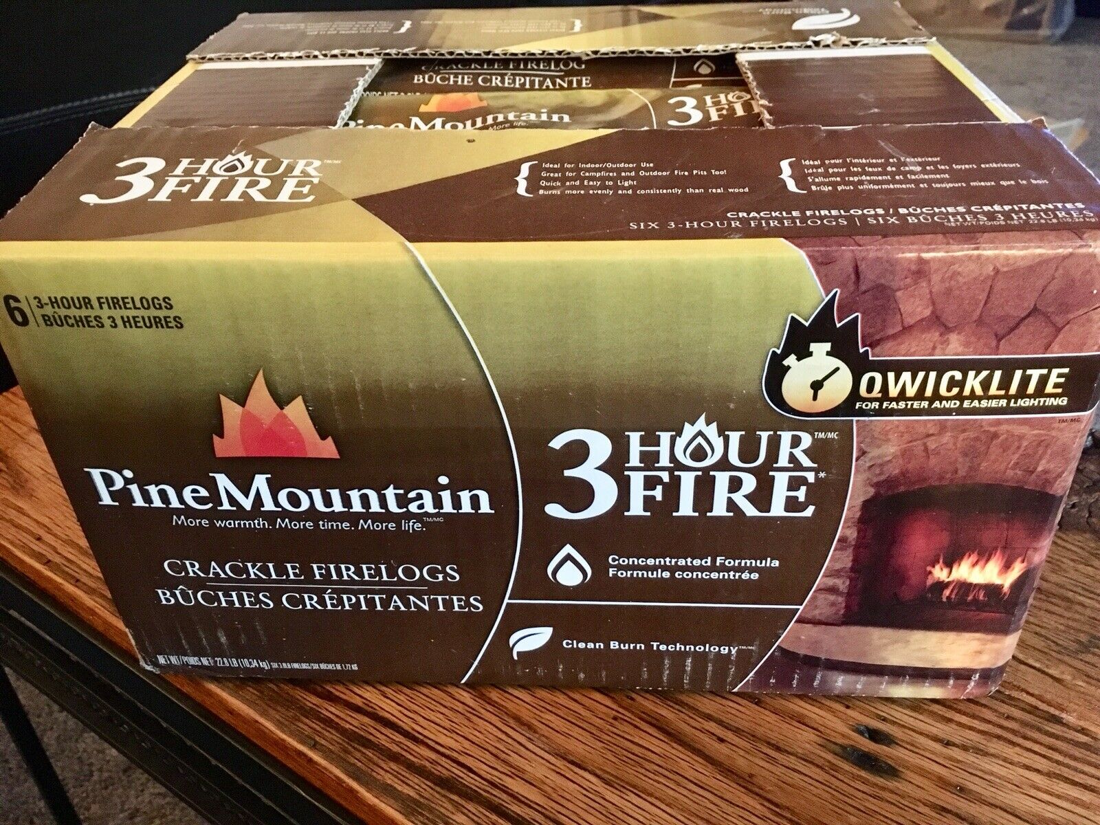 Pine Mountain Crackling Fire Log. 6 pk. 3 Hour Fire Logs. - Fresh Stock Dated February 2026