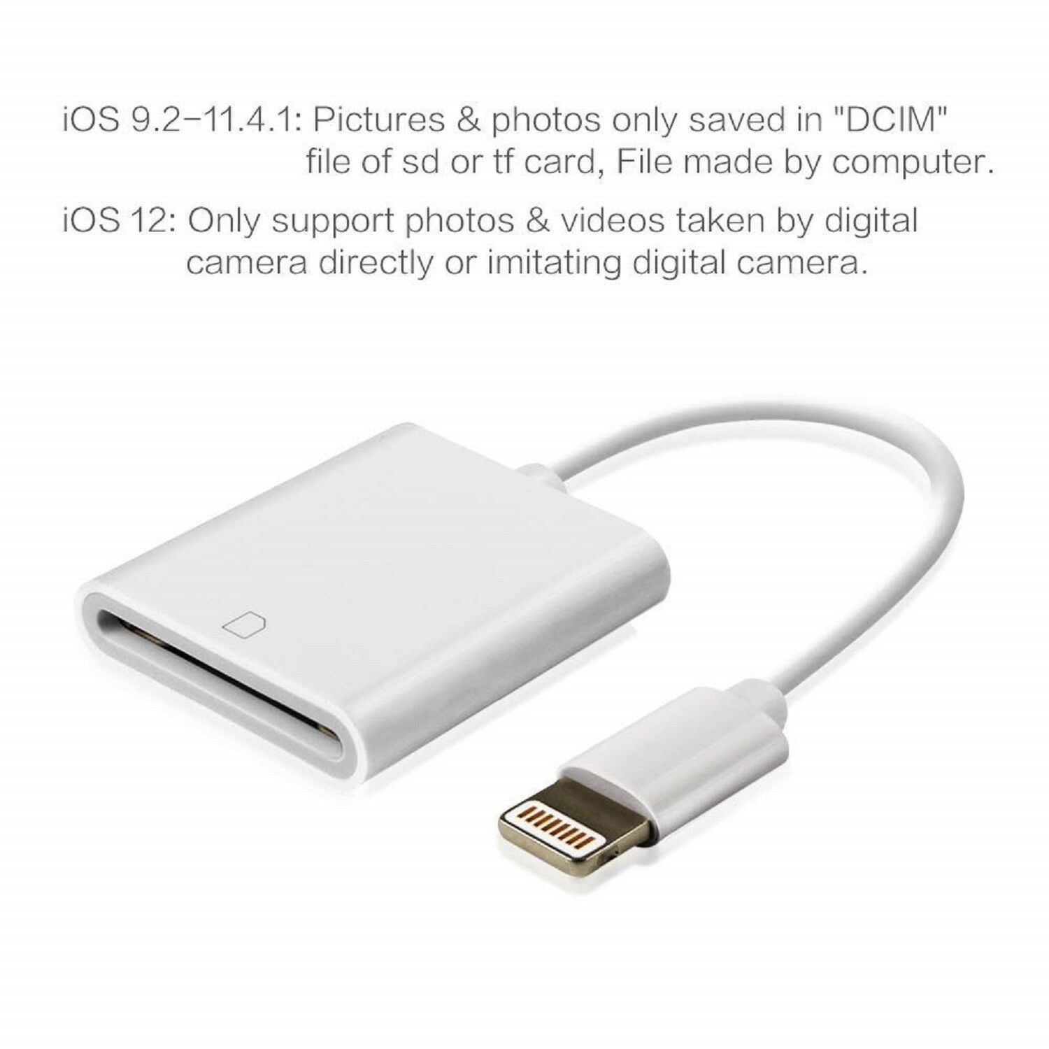 For Apple Lightning To Sd Card Camera Reader Tail Adapter Iphone Ipad - Fresh Stock Dated December 2025
