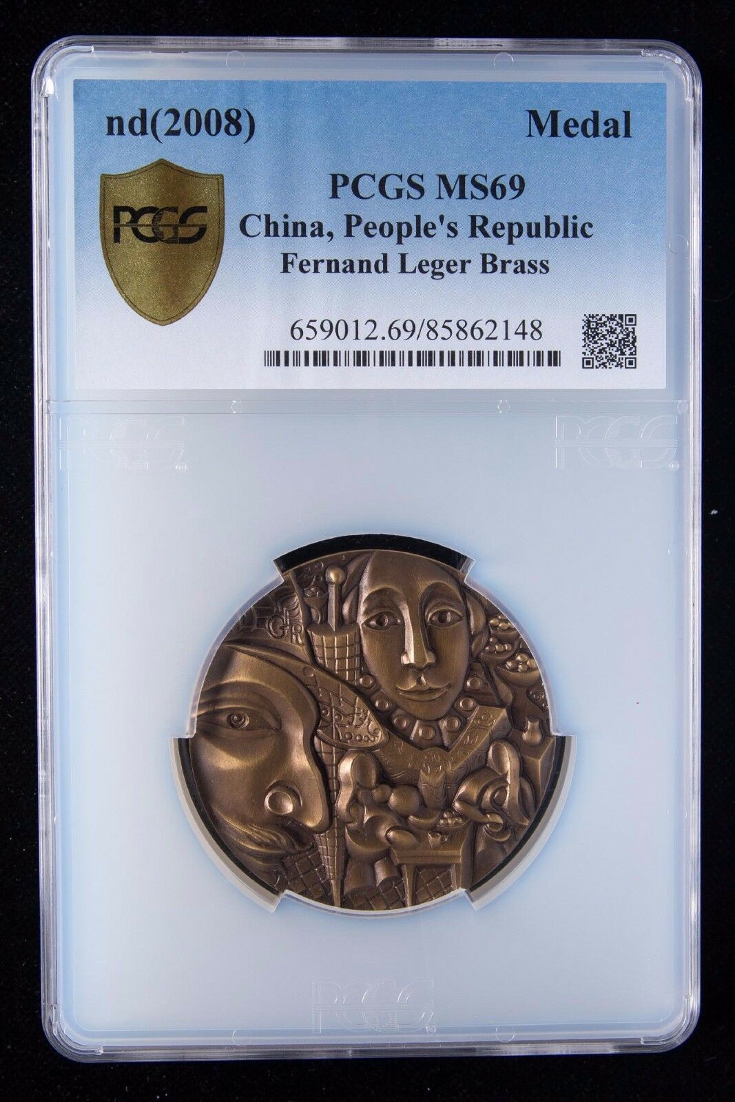 2008 CHINA brass medal Fernand Leger PCGS MS69,Top 1,RARE! - Fresh Stock Dated February 2026