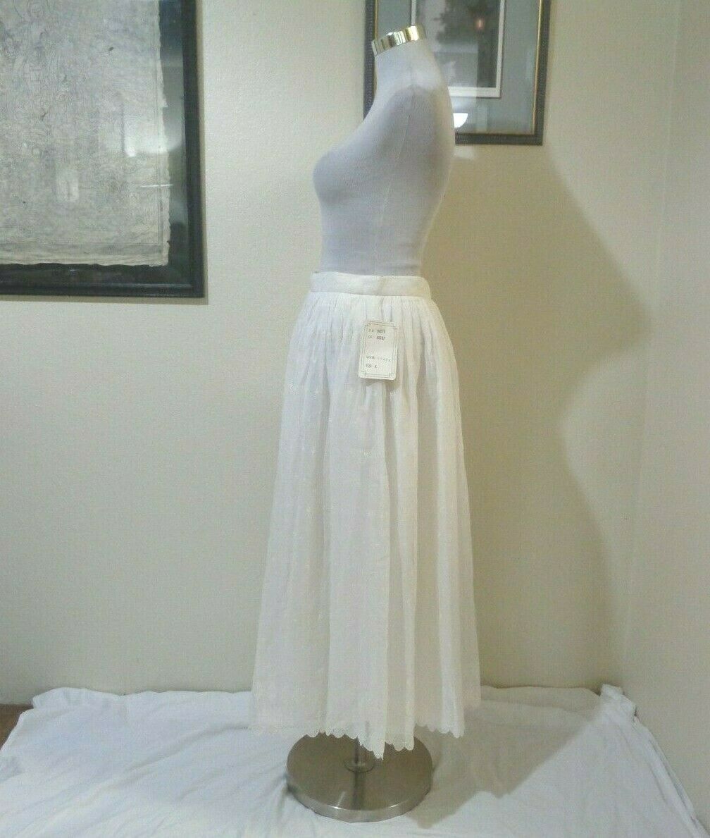 VINTAGE S.S.G. by CATHERINE LOVER WHITE EMBROIDERED COTTON BLEND FULL SKIRT NWT - Fresh Stock Dated December 2025