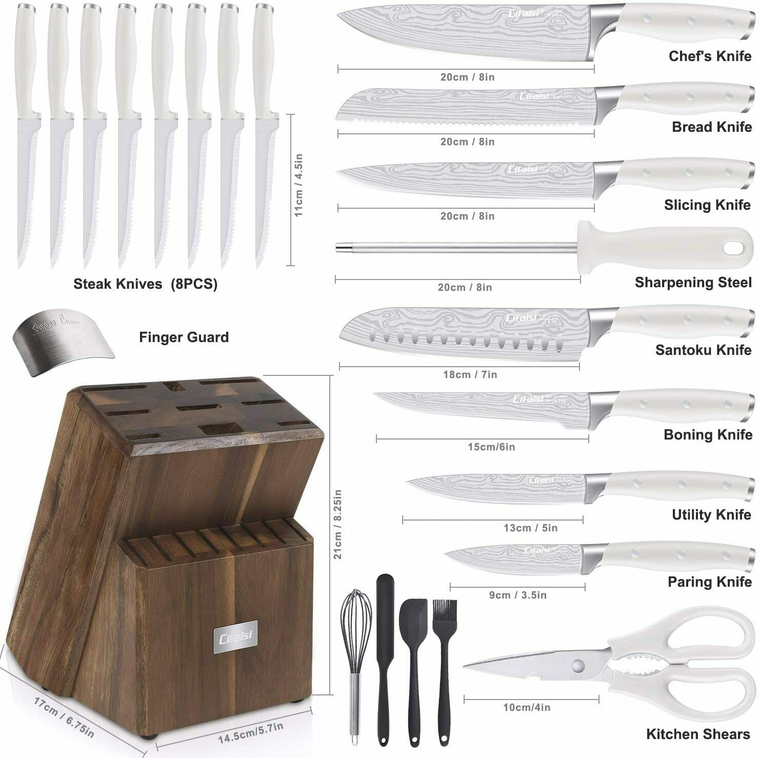 Knife Set, 23-Piece Kitchen Knife Set with Block Wooden German Stainless Steel - Fresh Stock Dated January 2026