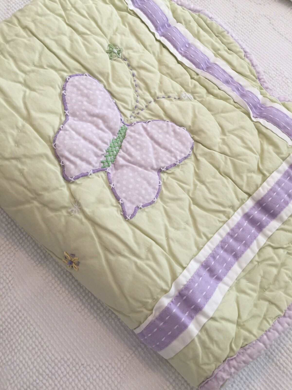 POTTERY BARN KIDS Quilted Butterfly Floral Standard Pillow Shams Girls Lavender - Fresh Stock Dated January 2026