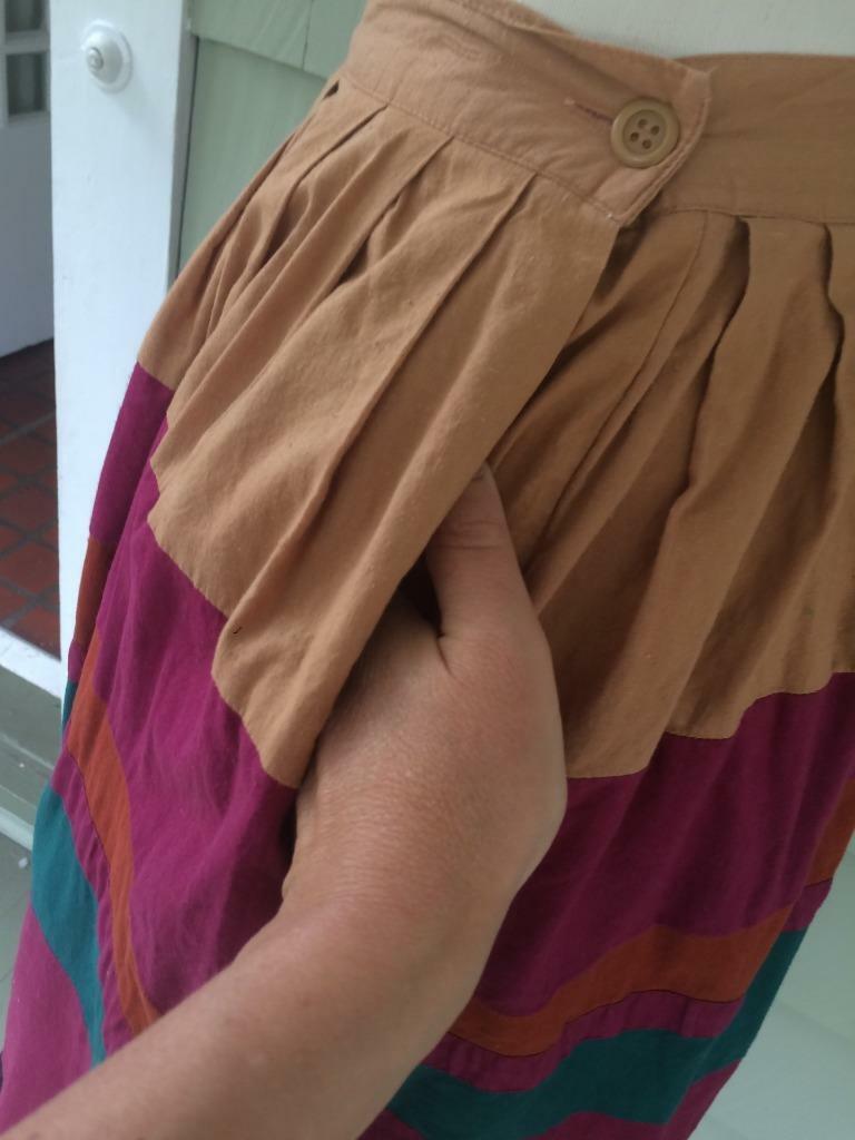 Vtg 70s 80s color block desert cotton skirt - waist 26 - small - Fresh Stock Dated March 2026