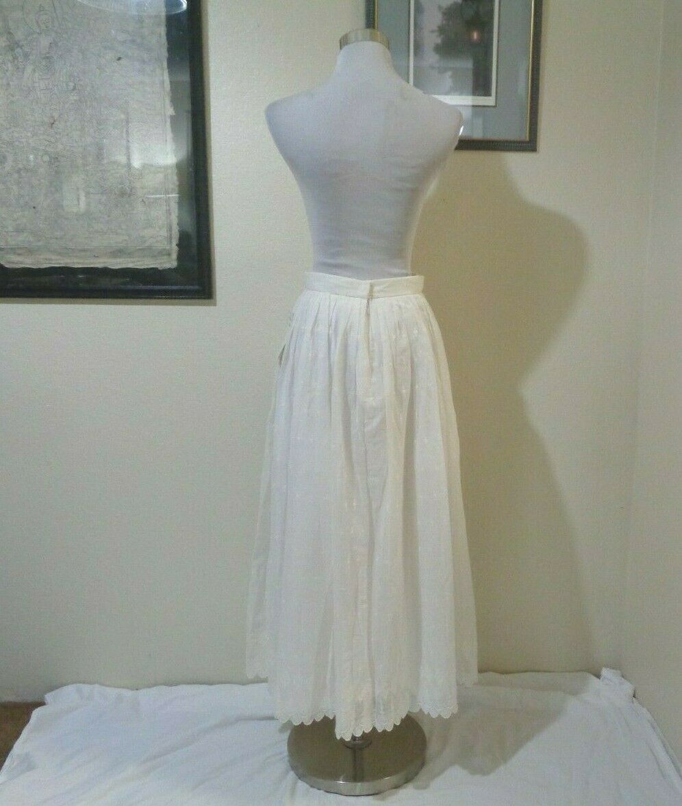 VINTAGE S.S.G. by CATHERINE LOVER WHITE EMBROIDERED COTTON BLEND FULL SKIRT NWT - Fresh Stock Dated December 2025