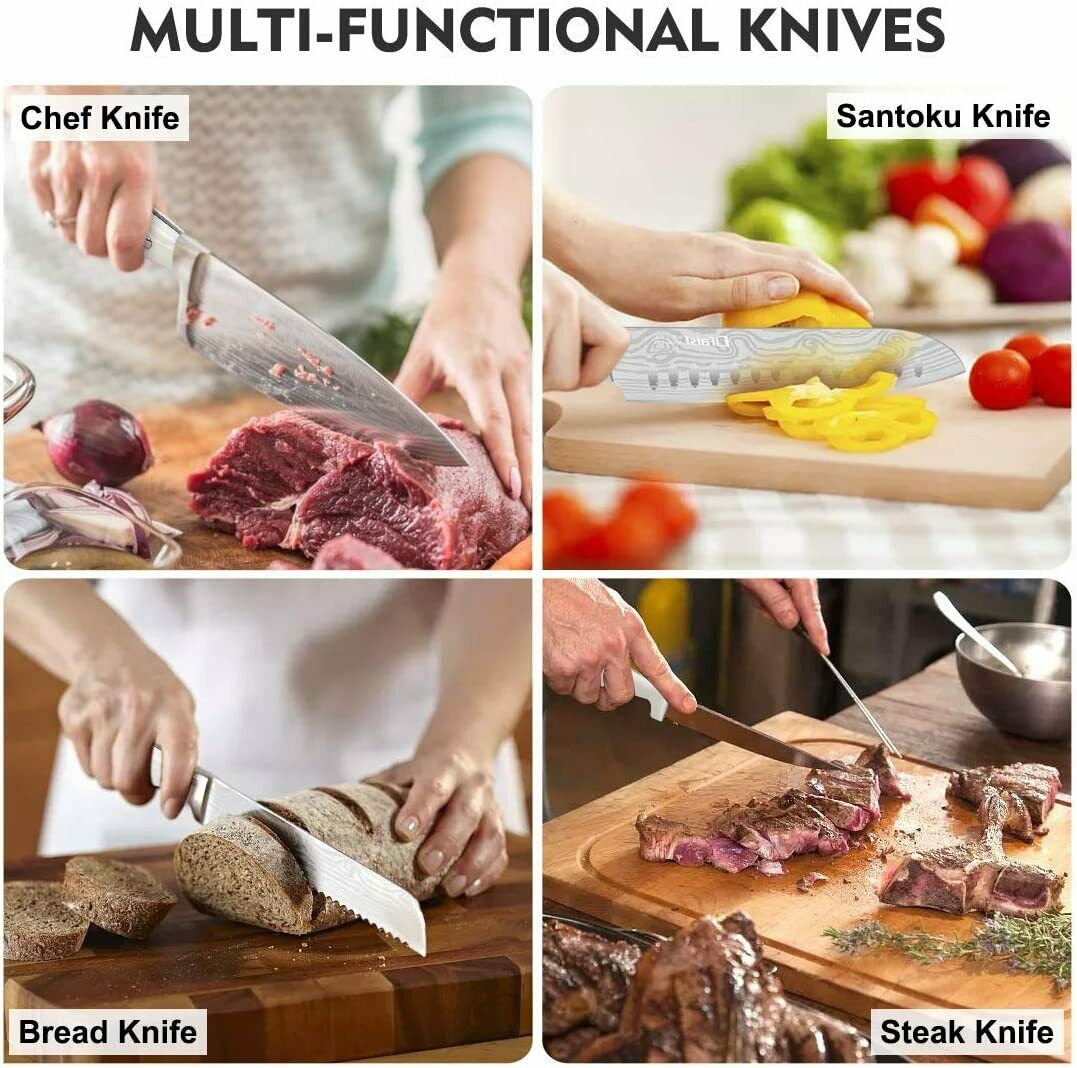 Knife Set, 23-Piece Kitchen Knife Set with Block Wooden German Stainless Steel - Fresh Stock Dated January 2026