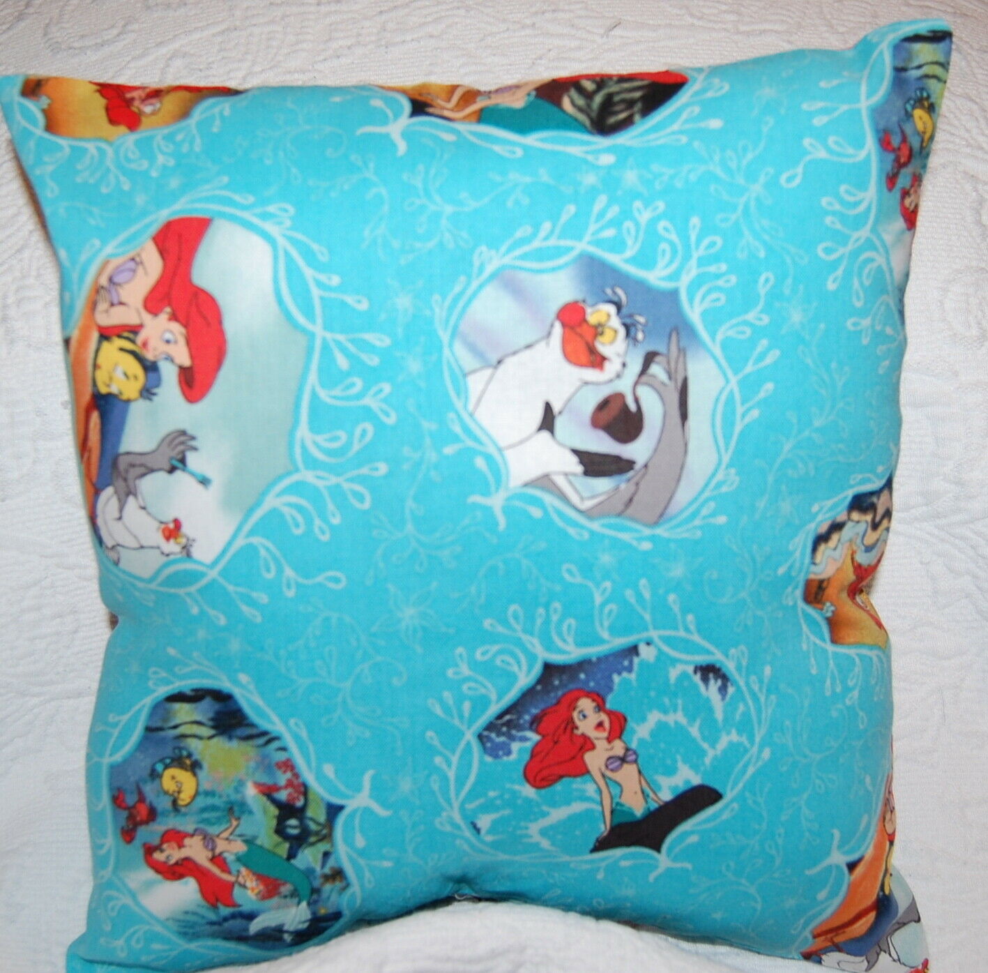 DISNEY HANDMADE PRINCESS ARIEL / LITTLE MERMAID TRAVEL CUDDLE   PILLOW - Fresh Stock Dated December 2025