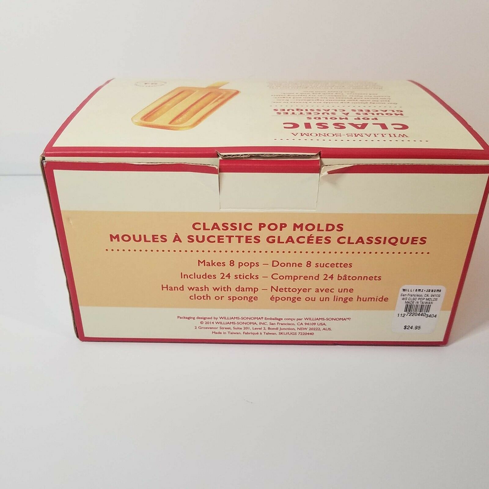 Williams-Sonoma, Classic Pop Molds, Retro Style, Popsicle, Ice Lolly, Makes 8 - Fresh Stock Dated February 2026