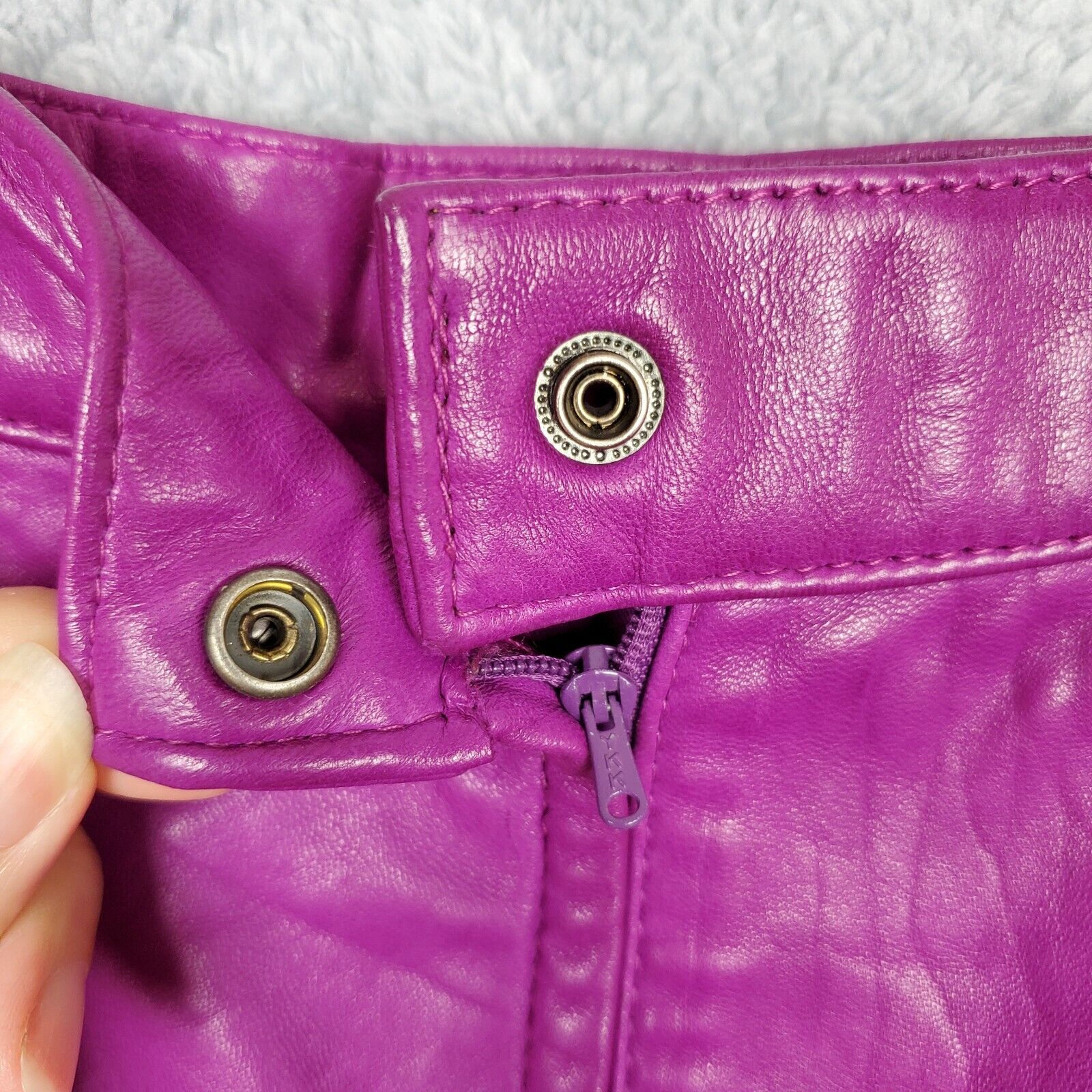 Vtg 80s Andrew Marc Women's Leather Mini Skirt Size Sm Pink Butter Soft Zip Up - Fresh Stock Dated March 2026