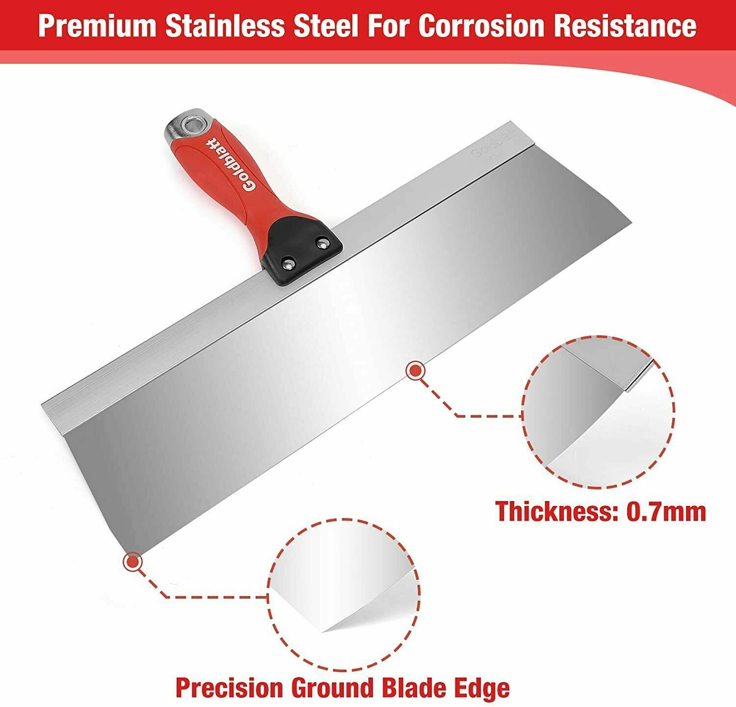 Goldblatt 5-pieces Carbon Steel Knife Set Taping Putty Knives and Paint Scraper - Fresh Stock Dated February 2026