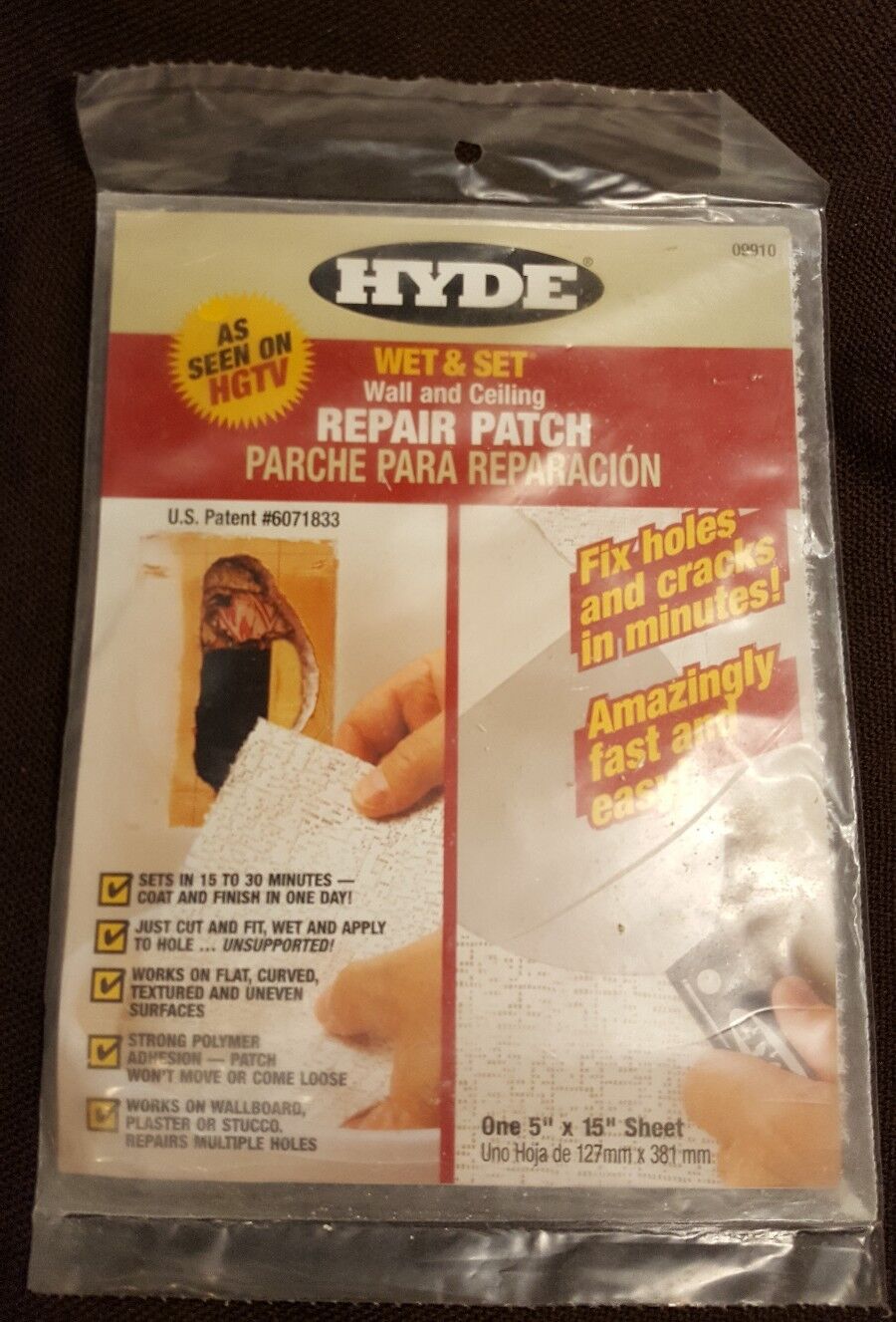 Hyde Wet & Set Wall And Ceiling Repair Patch ~ LOT OF (2) / Each is 5
